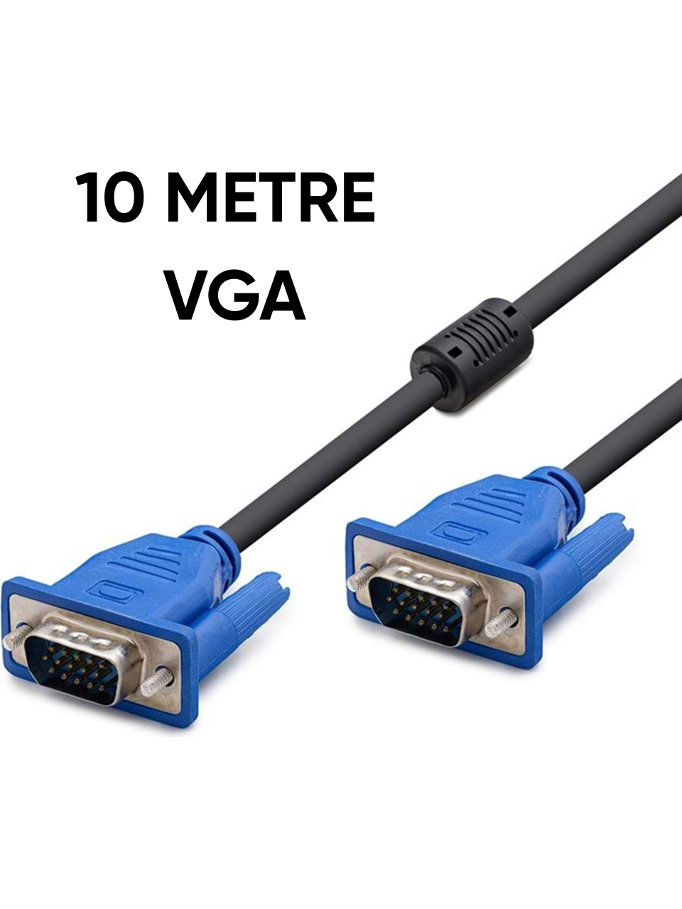 10 Metre Vga Kablosu Çift Filtreli Ekran Lcd Monitör Projeksiyon Bağlantı Kablosu