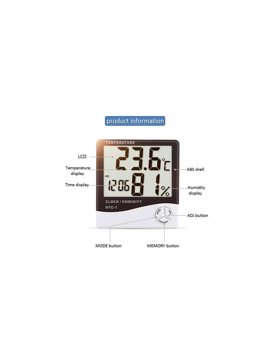 Htc-1 Dijital Termometre Sıcaklık ve Nem Ölçer Masa Saati Alarm