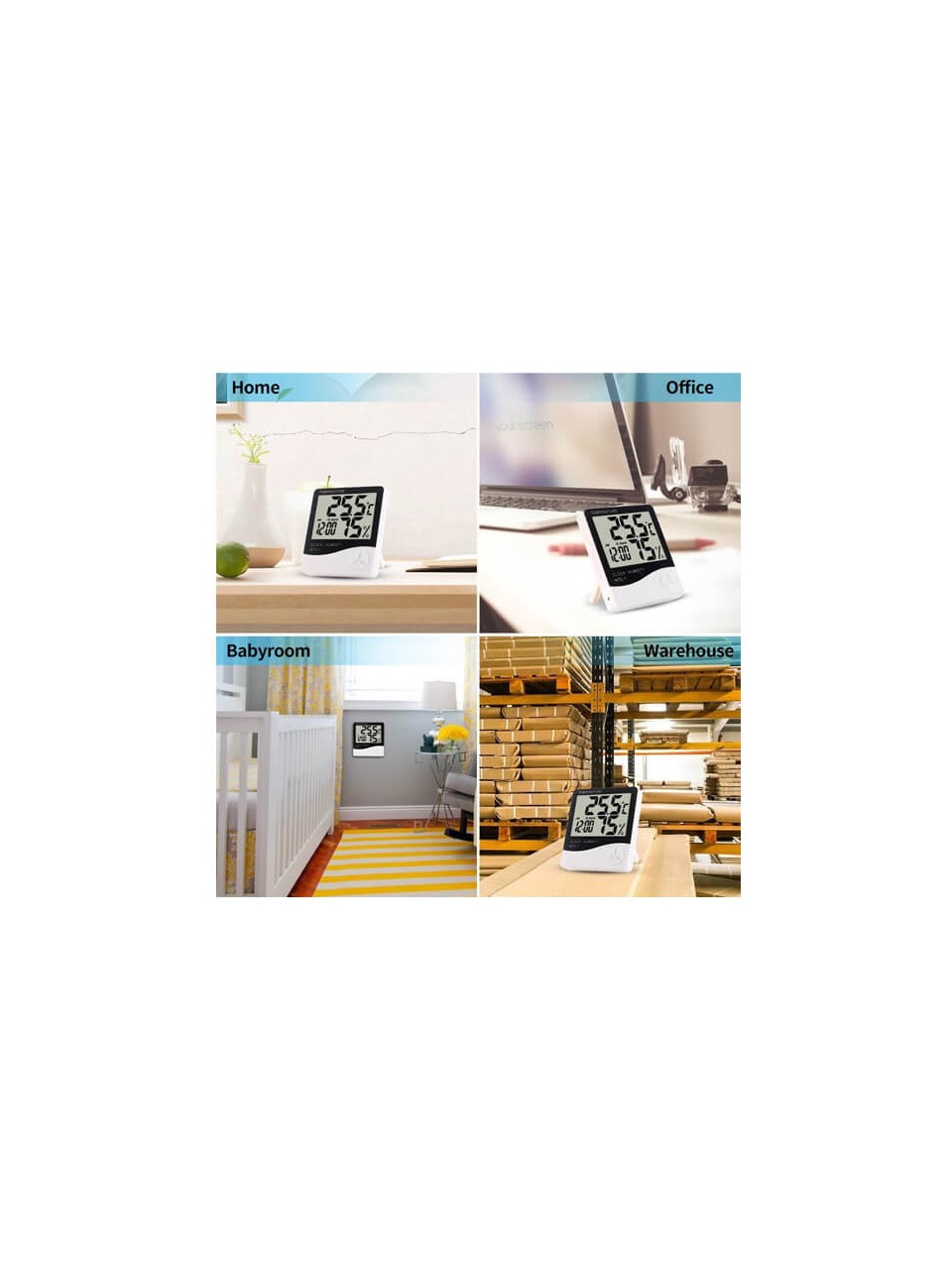 Htc-1 Dijital Termometre Sıcaklık ve Nem Ölçer Masa Saati Alarm