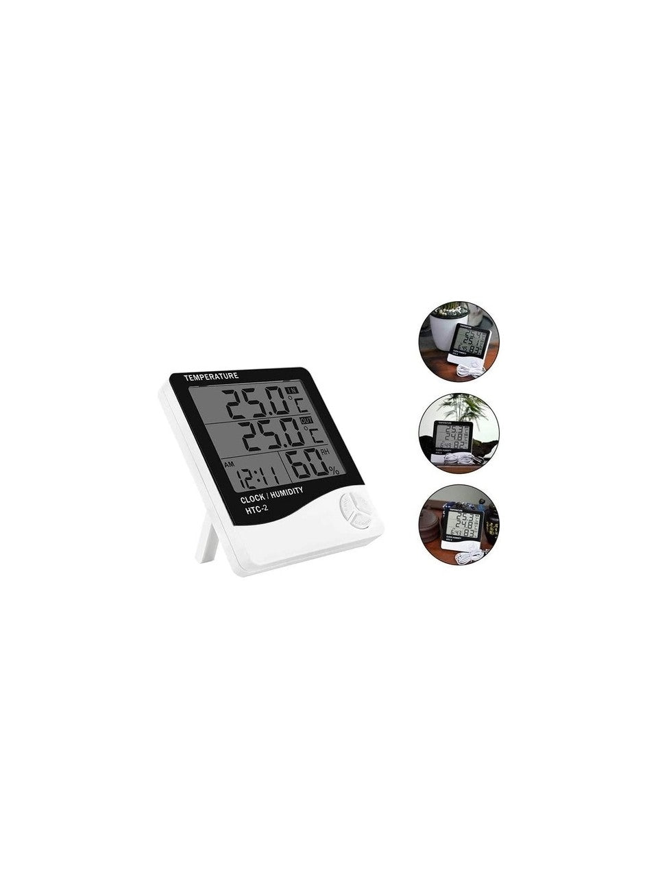 Htc-2 Masa Termometre Dijital Nem Ölçer Sıcaklık Isı Alarm
