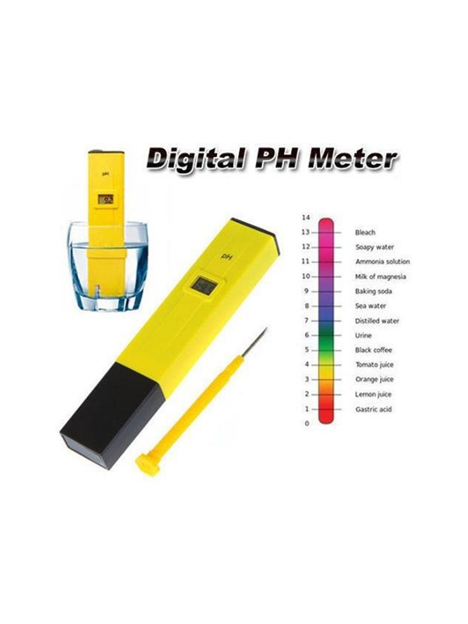 Dijital Ph Metre Su Sıvı Akvaryum Ph Ölçer 2 Adet Kalibrasyon Hediye