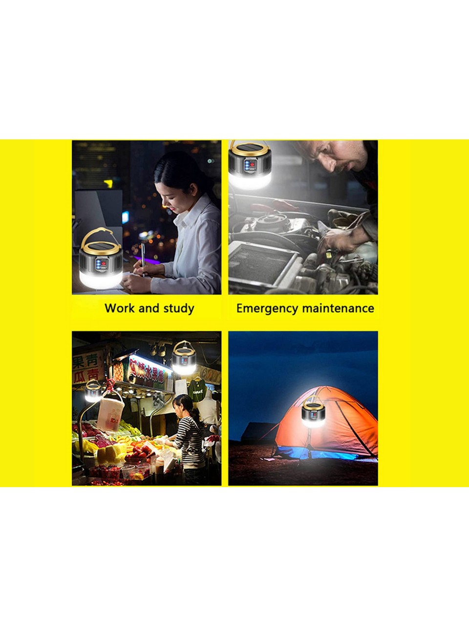 G-300W Kamp Lambası Solar Güneş Enerjili Ampül 26SMD LED Şarjlı El Feneri Powerbank 4mod