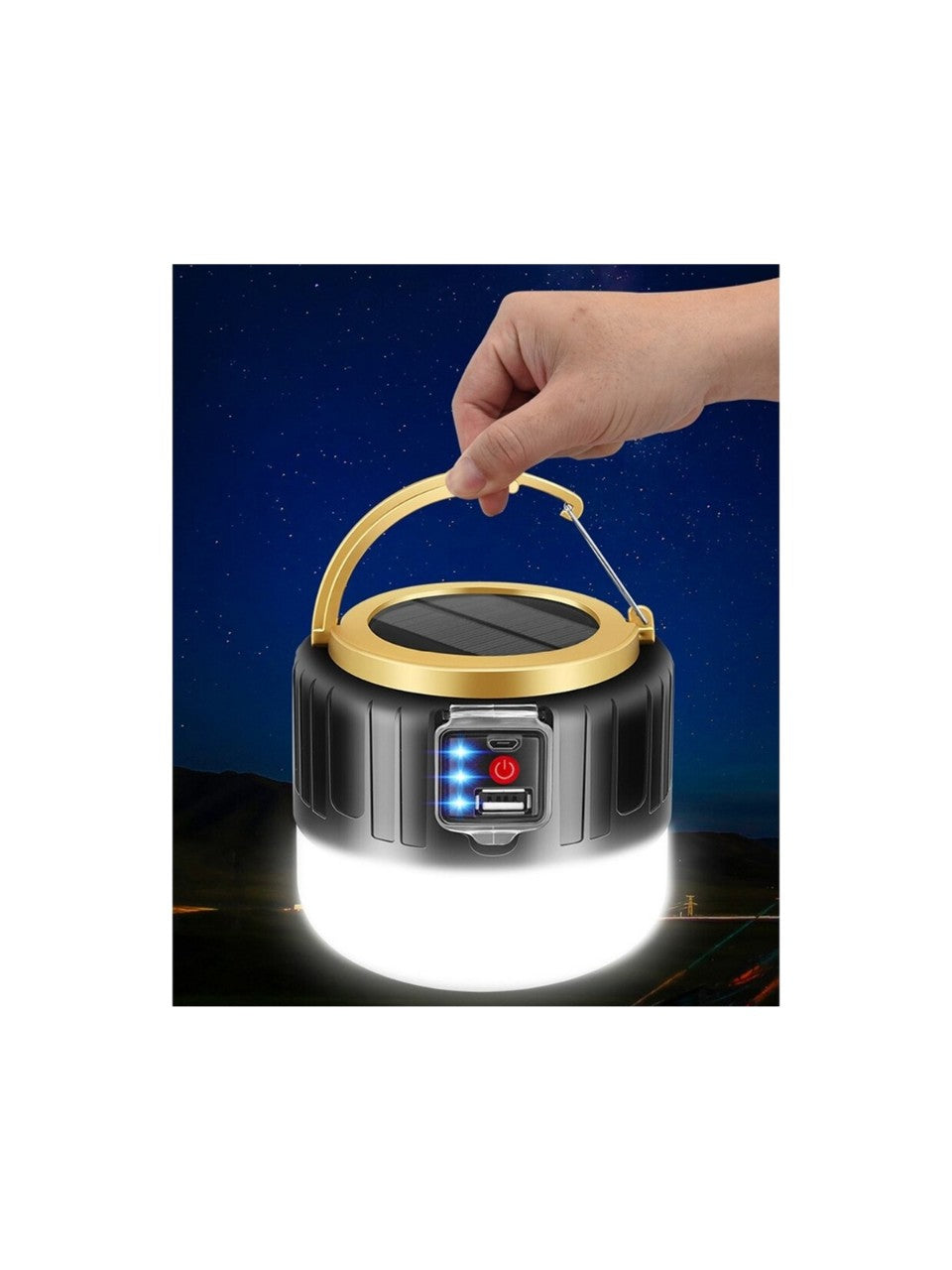 G-300W Kamp Lambası Solar Güneş Enerjili Ampül 26SMD LED Şarjlı El Feneri Powerbank 4mod