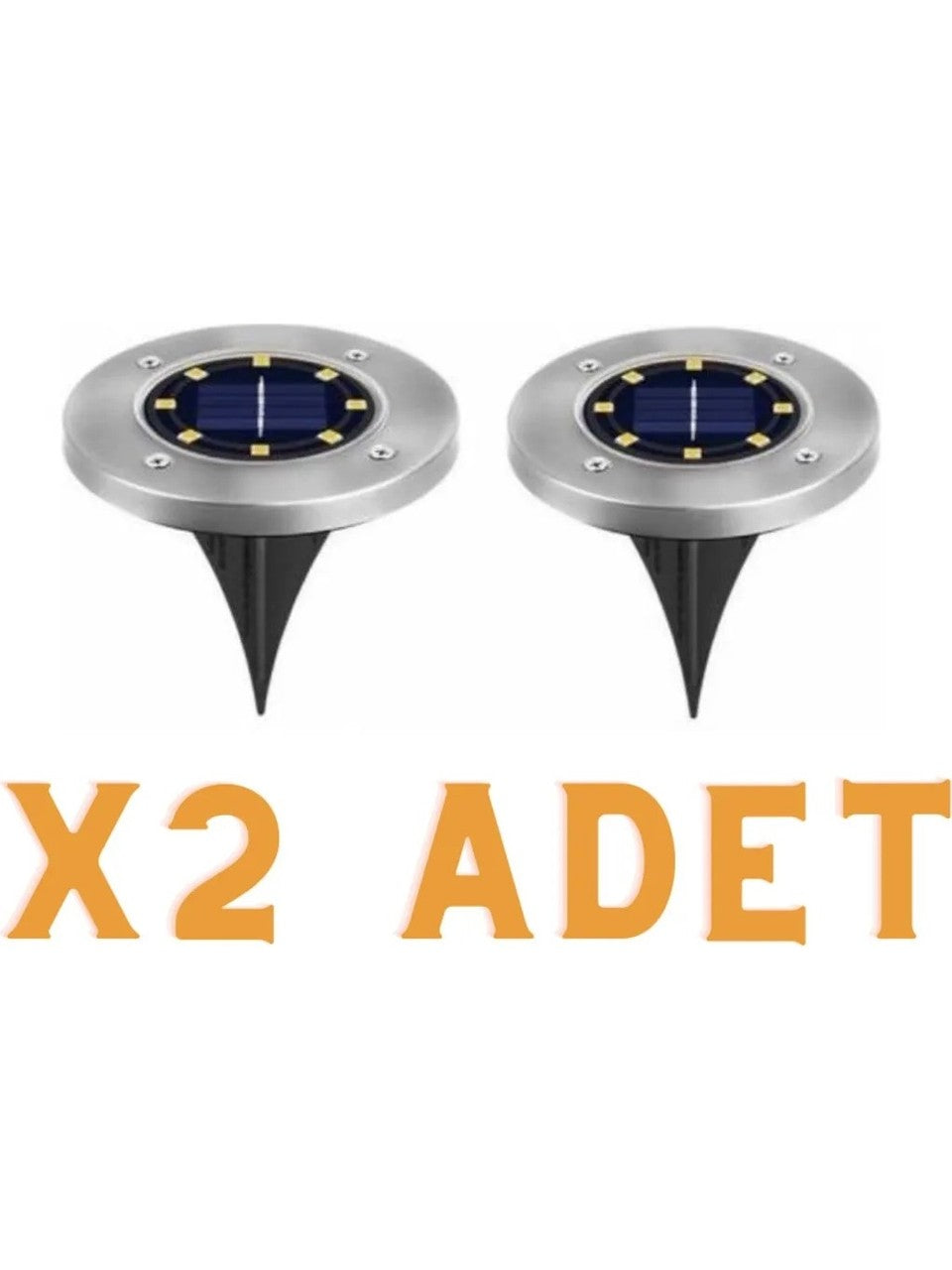 2 Adet 8 Led’li Gömme Solar Güneş Enerjili Zemin Yol Bahçe Aydınlatma Spot Lambası Su Geçirmez 2li-8ledgömme-Aydınlatma