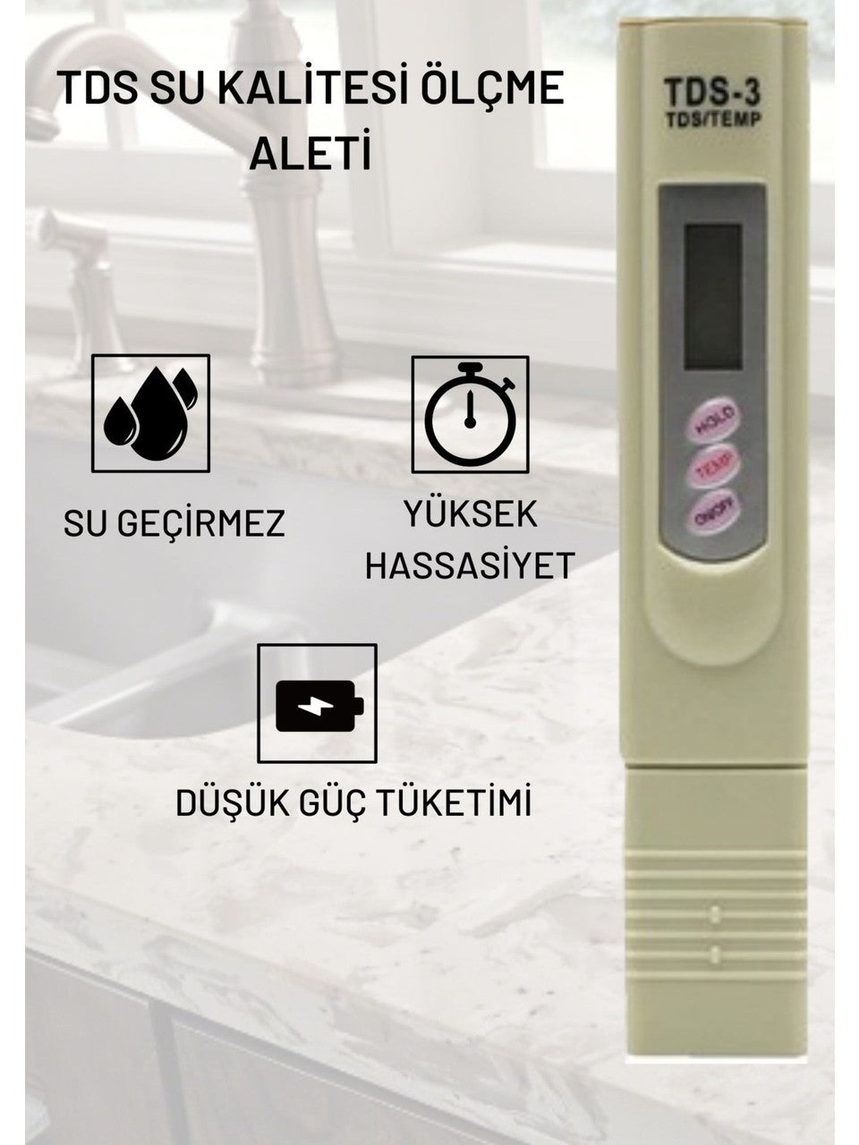 Deri Kılıflı Tds Metre Su Arıtma Analiz Ölçüm Cihazı