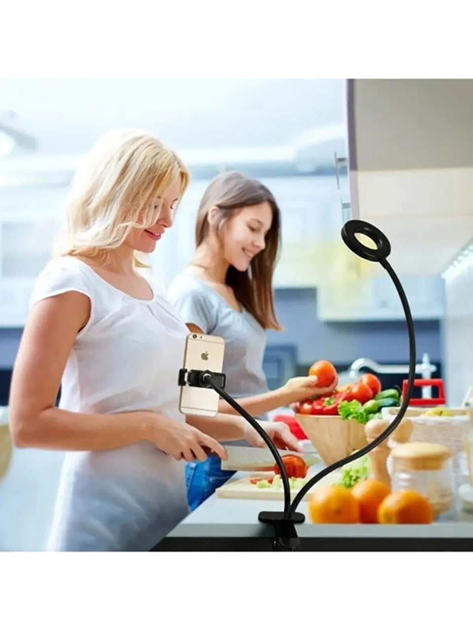 3 Renk Led Çalışma Okuma Işığı Kademeli Masa Lambası Ayarlanabilir Renk Ve Parlaklık Telefon Tutucu