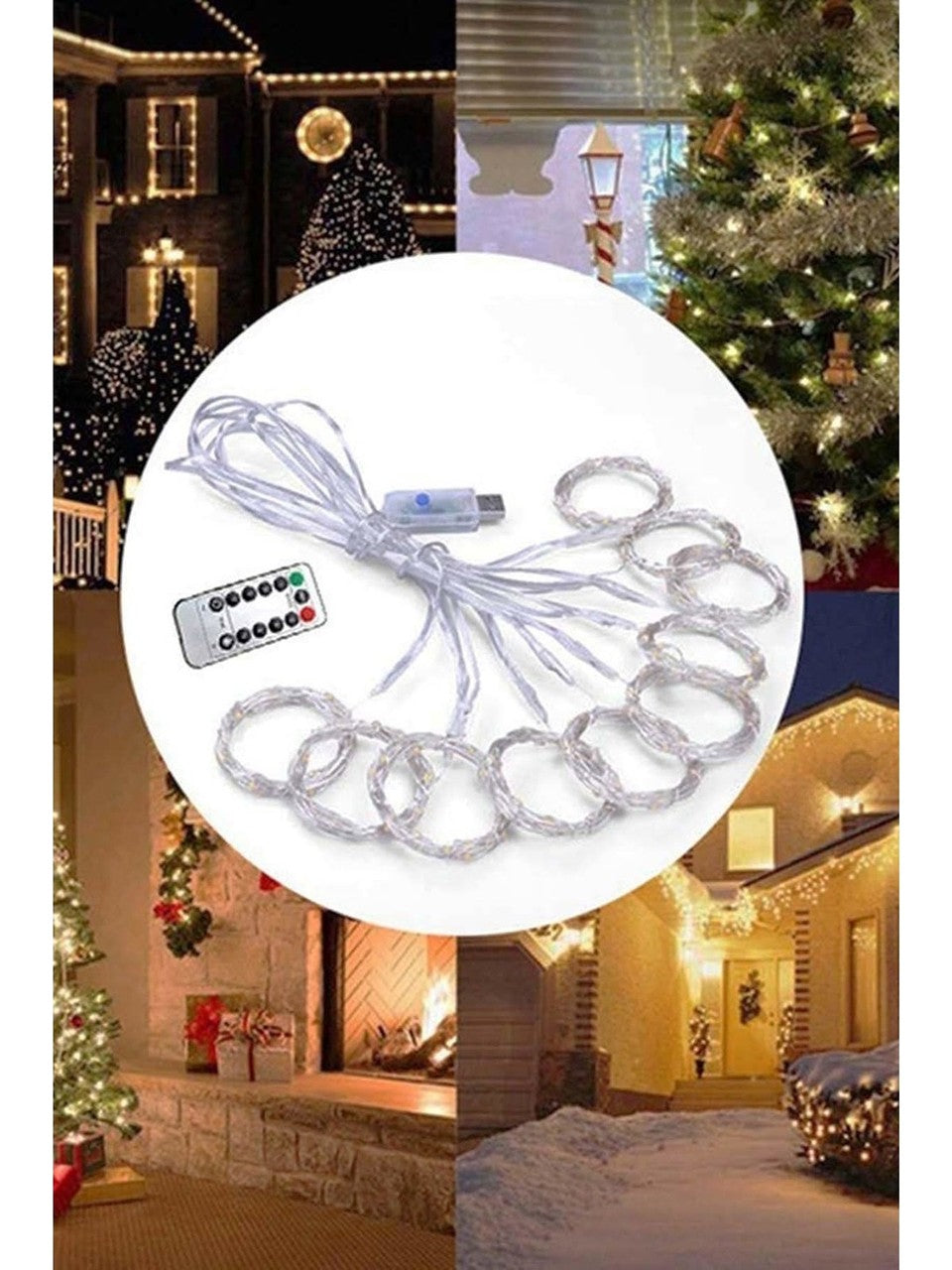 Peri Telli Perde LED Işık Kumandalı 300 Ledli 3 x 3 Metre Usb'li 8 Animasyonlu Günışığı