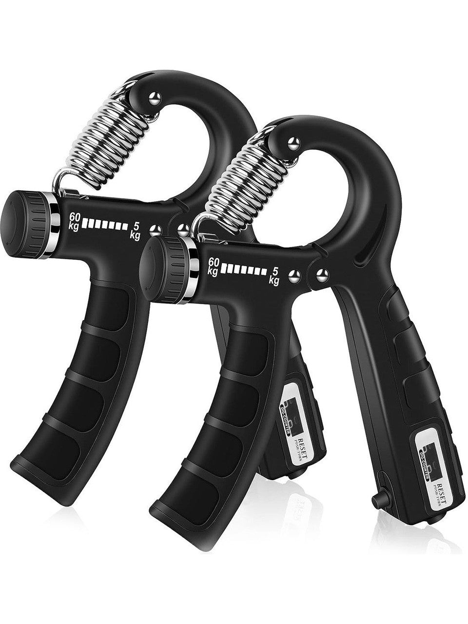 Siyah Konforlu 5-60 kg Ayarlanabilir Sayaçlı Gym Fitness Egzersiz Yay El ve Bilek Güçlendirici