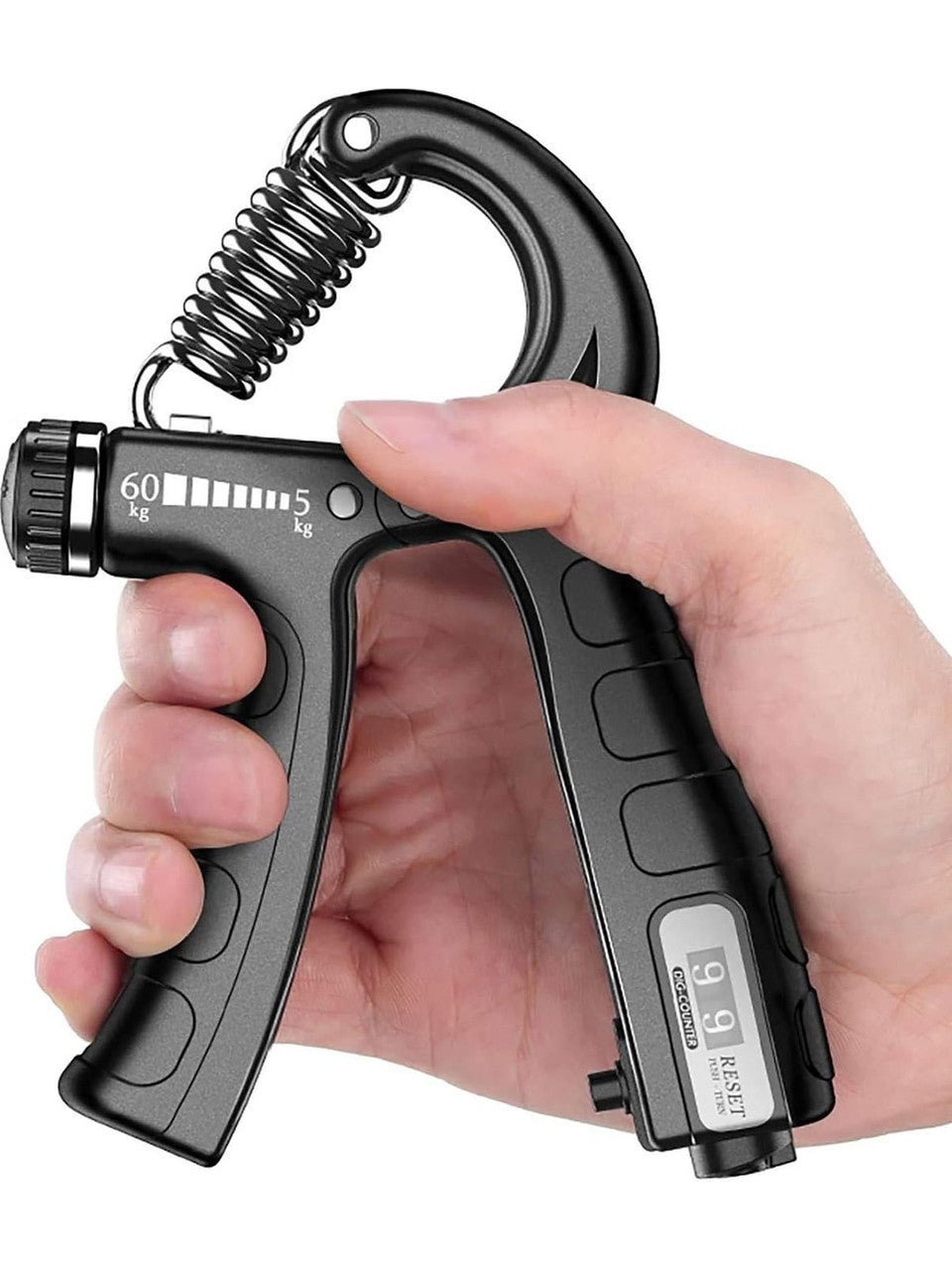 Siyah Konforlu 5-60 kg Ayarlanabilir Sayaçlı Gym Fitness Egzersiz Yay El ve Bilek Güçlendirici