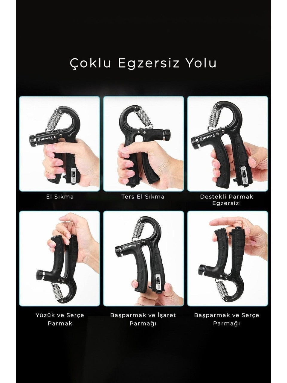 Siyah Konforlu 5-60 kg Ayarlanabilir Sayaçlı Gym Fitness Egzersiz Yay El ve Bilek Güçlendirici