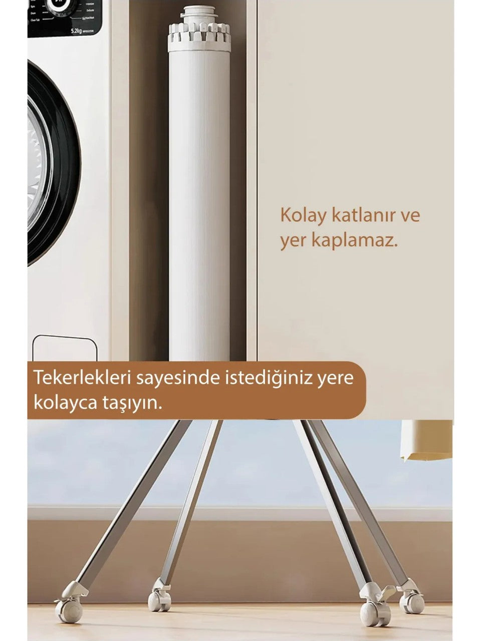 Katlanabilir Ahtapot Çamaşır Kurutma Askısı - Kule Çamaşır Askılığı Tekerlekli