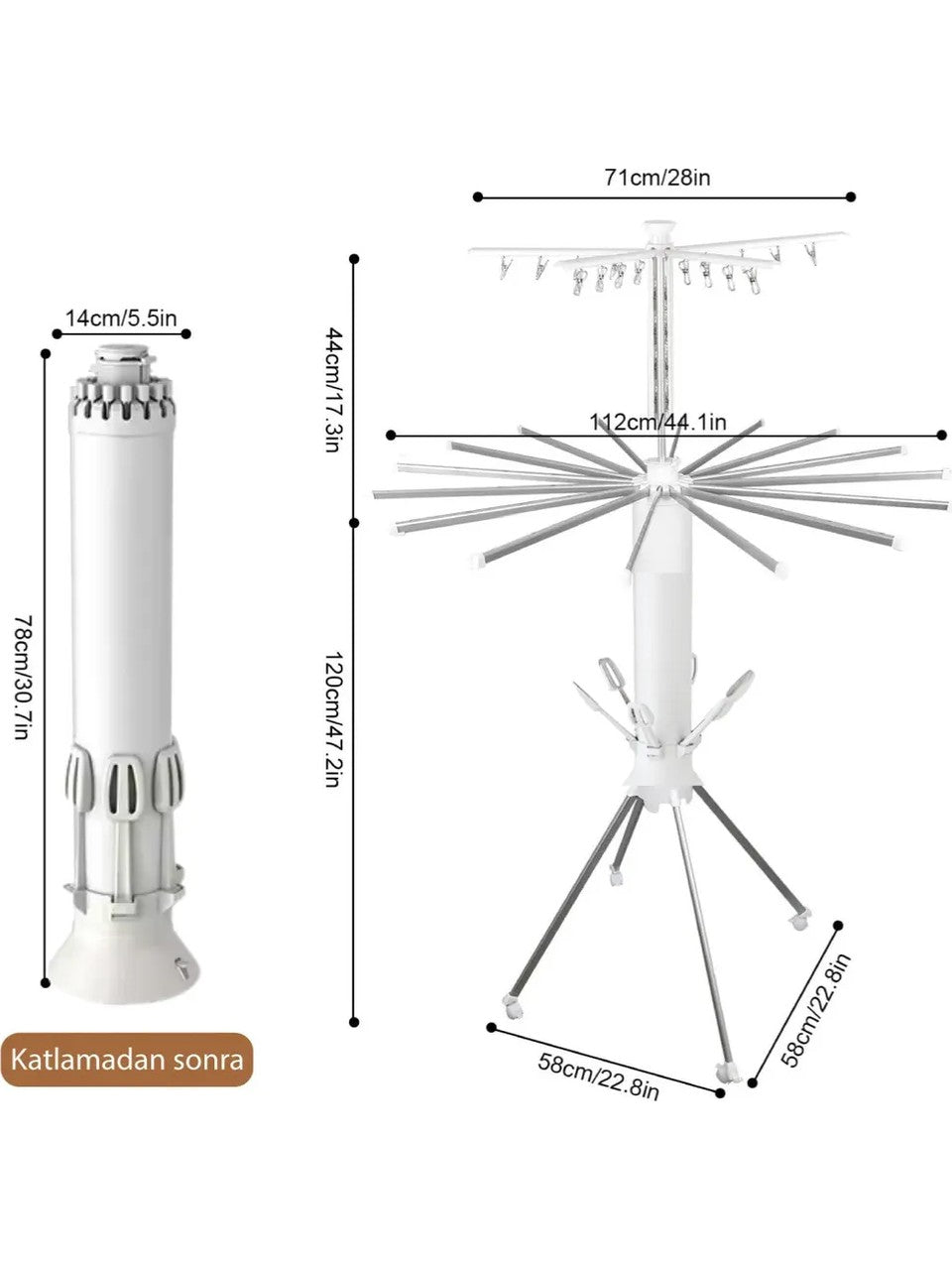 Katlanabilir Ahtapot Çamaşır Kurutma Askısı - Kule Çamaşır Askılığı Ek Ayakkabı Kurutmalığı