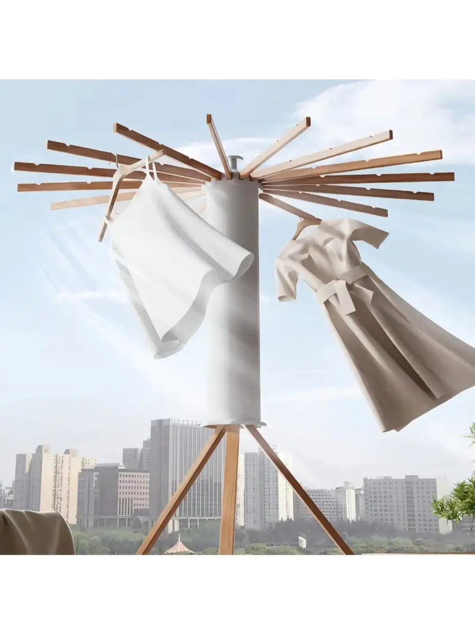 Katlanabilir Ahtapot Çamaşır Kurutma Askısı - Kule Çamaşır Askılığı Ahşap Askılık