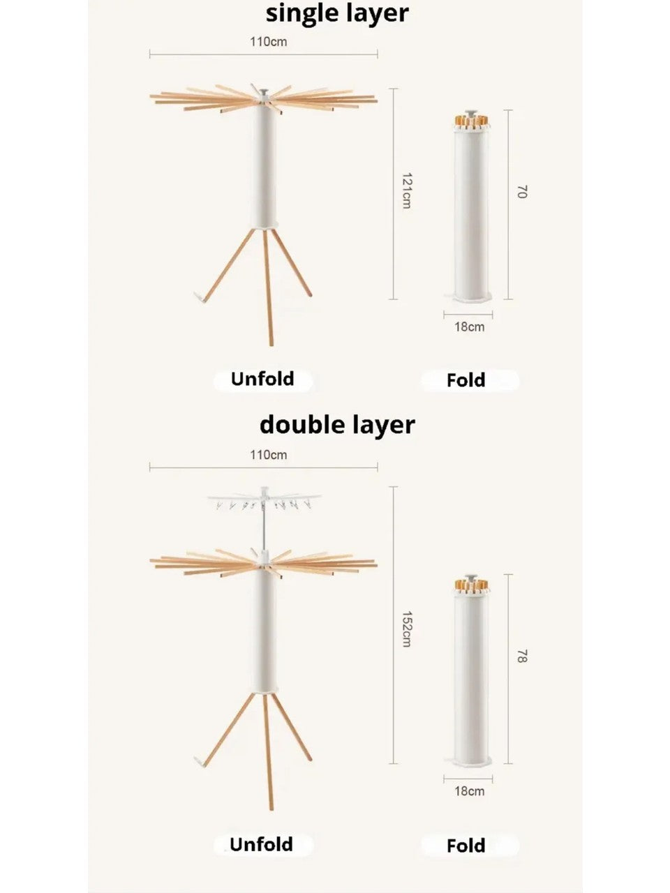 Katlanabilir Ahtapot Çamaşır Kurutma Askısı - Kule Çamaşır Askılığı Ahşap Askılık