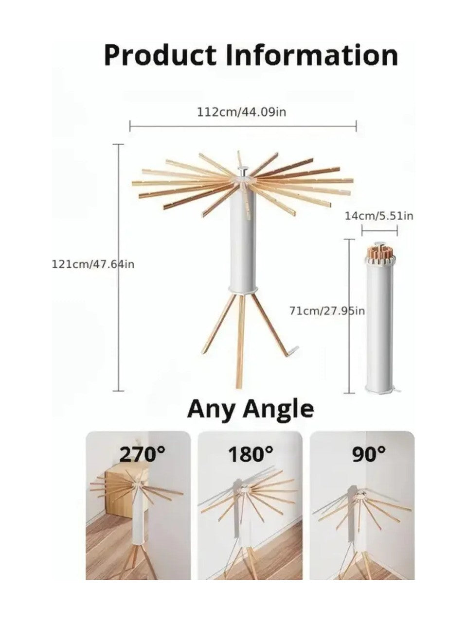 Katlanabilir Ahtapot Çamaşır Kurutma Askısı - Kule Çamaşır Askılığı Ahşap Askılık