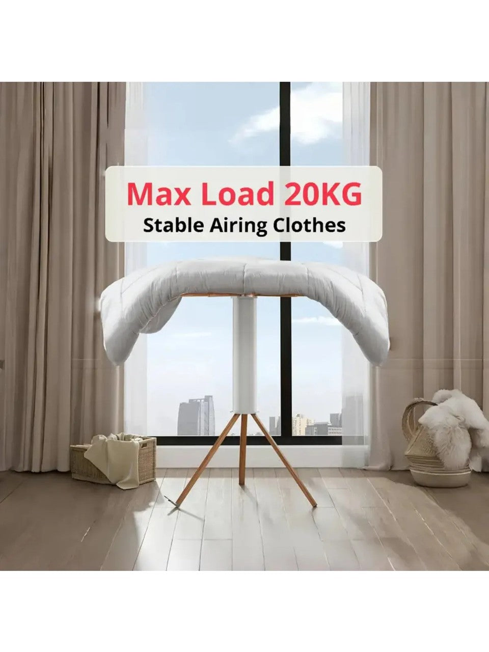 Katlanabilir Ahtapot Çamaşır Kurutma Askısı - Kule Çamaşır Askılığı Ahşap Askılık