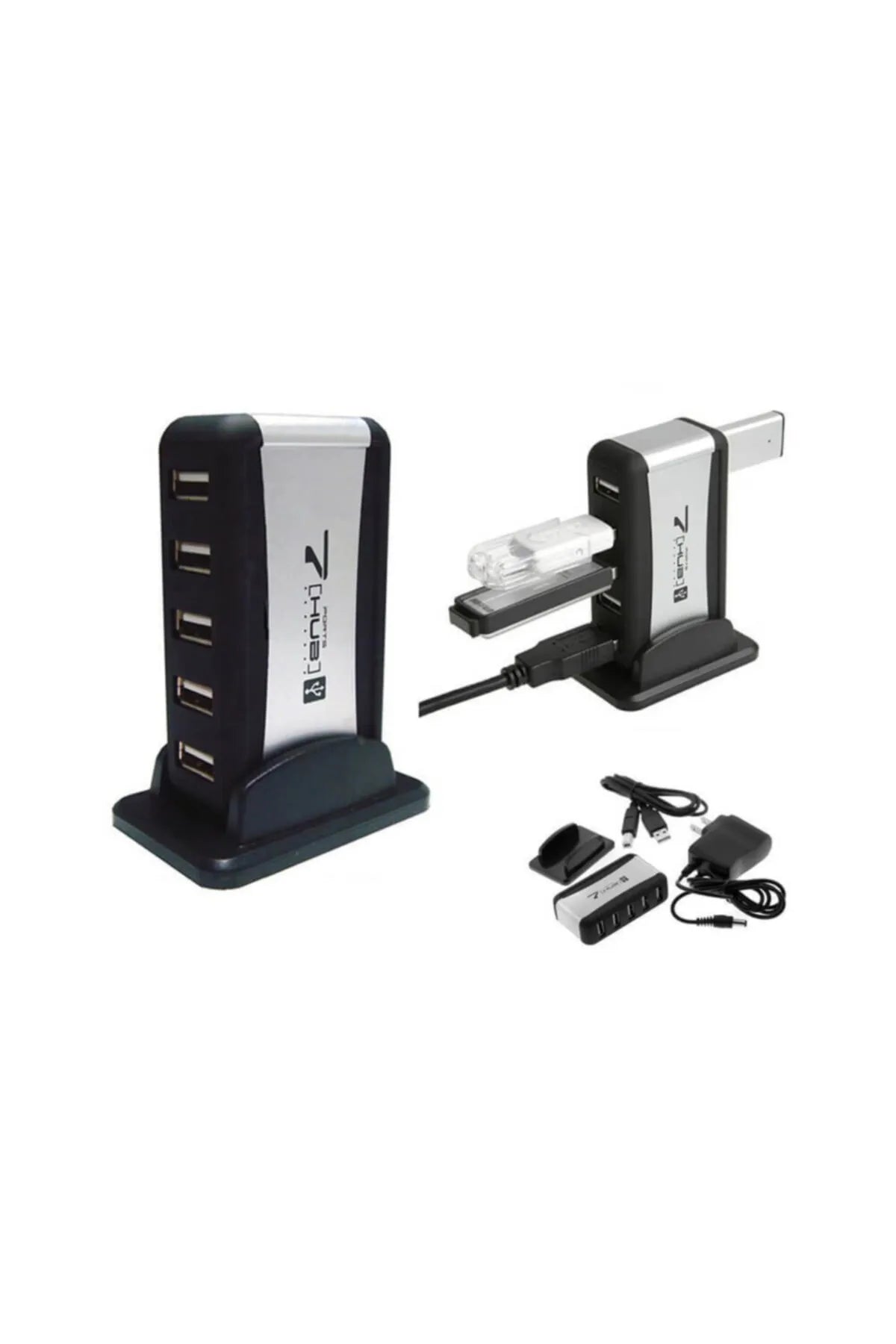 7 Port Standlı USB Çoklayıcı USB Hub Çoğaltıcı - Adaptörlü Pc Notebook