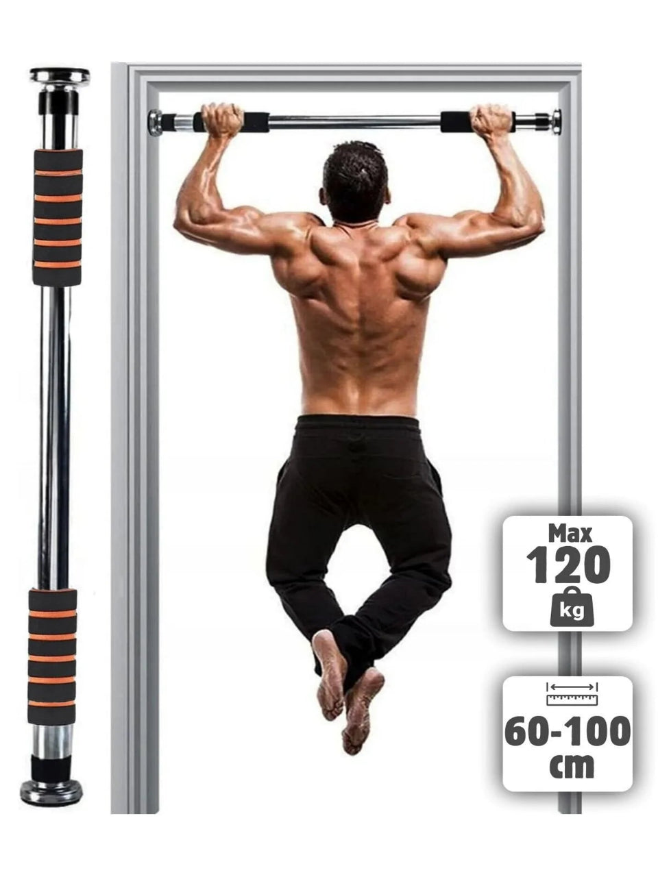 Barfiks Demiri Kapı Barı Koridor 60-100cm Koridor Barfiksi Barfix Spor Aleti Demiri Barfiks Çubuğu