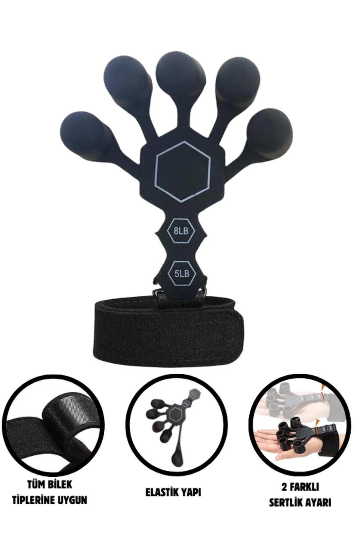 El ve Bilek Geliştirici Kavrama Güçlendirici Damar Belirginleştirici Parmak Egzersiz Aleti Gripster