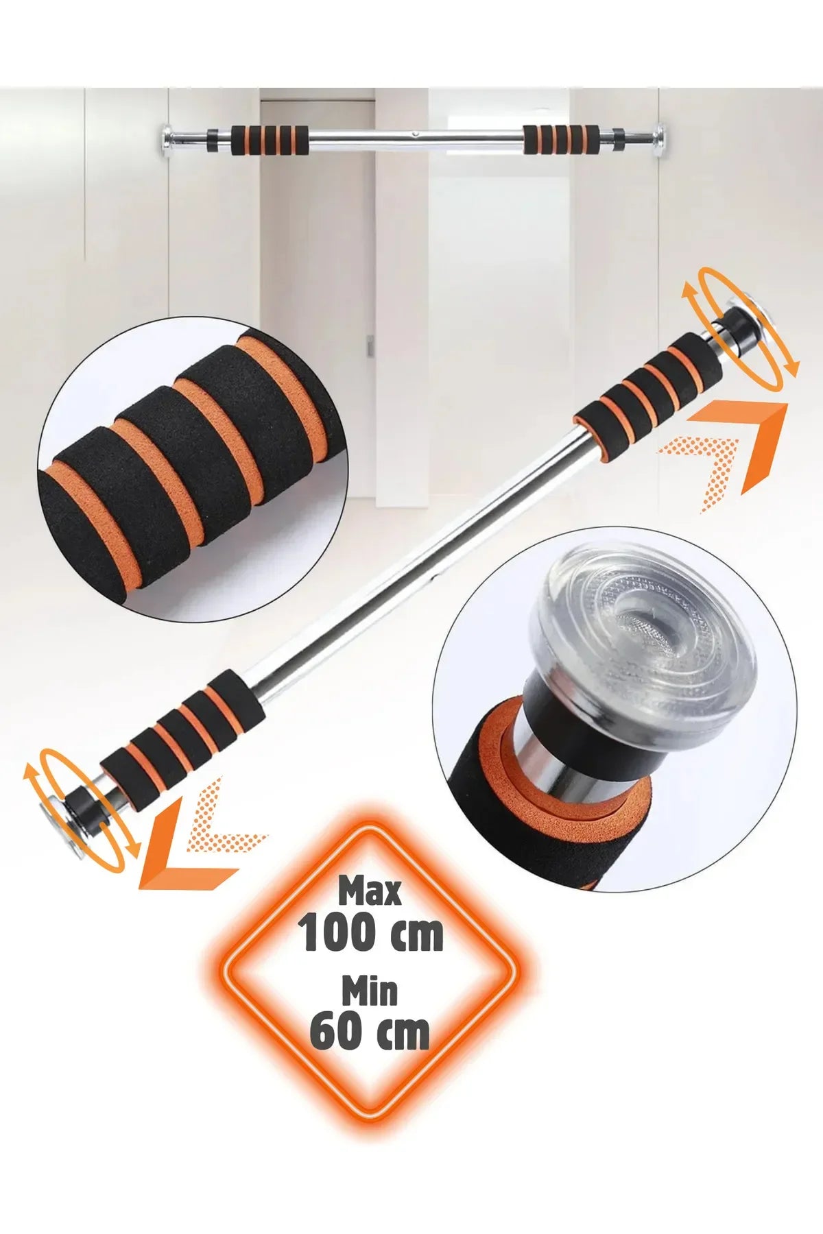 Barfiks Demiri Kapı Barı Koridor 60-100cm Koridor Barfiksi Barfix Spor Aleti Demiri Barfiks Çubuğu