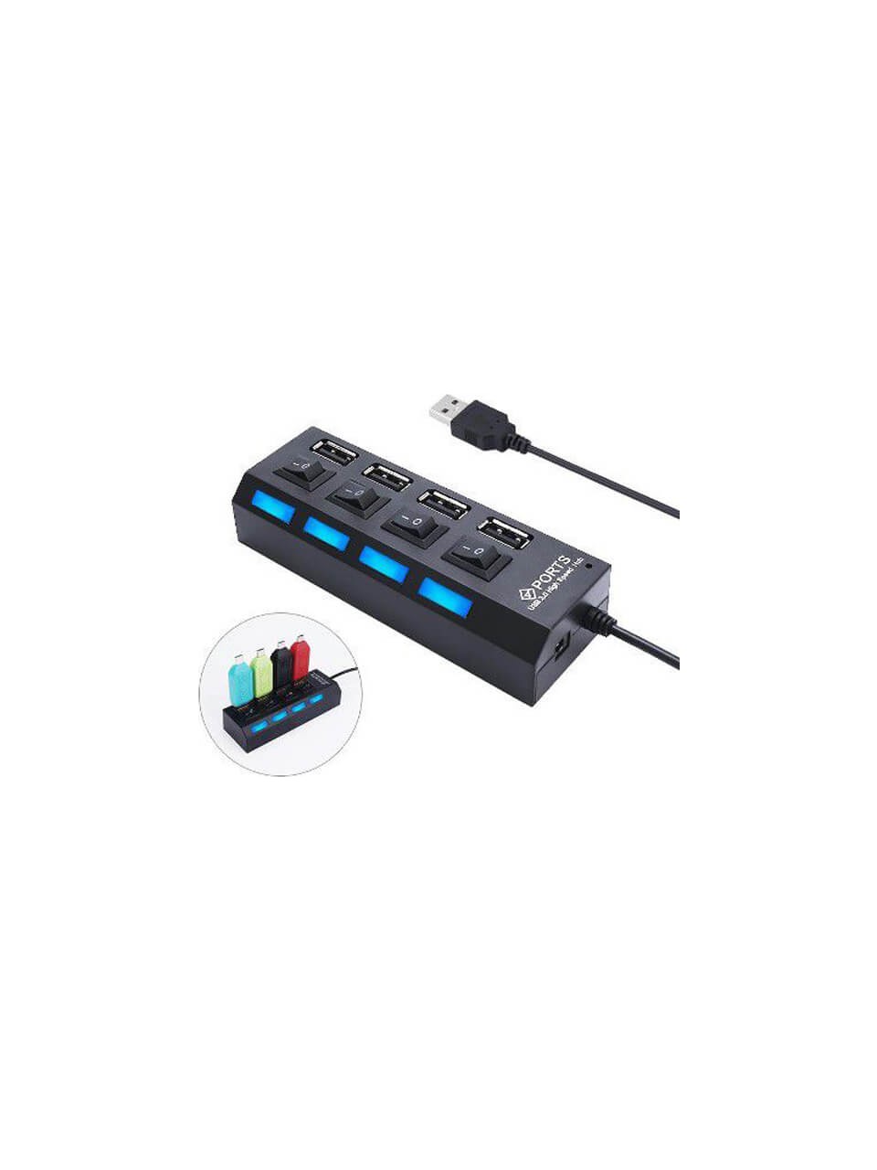 4 Port USB 2.0 Çoklayıcı Çoğaltıcı Hub Anahtarlı Işıklı On Off