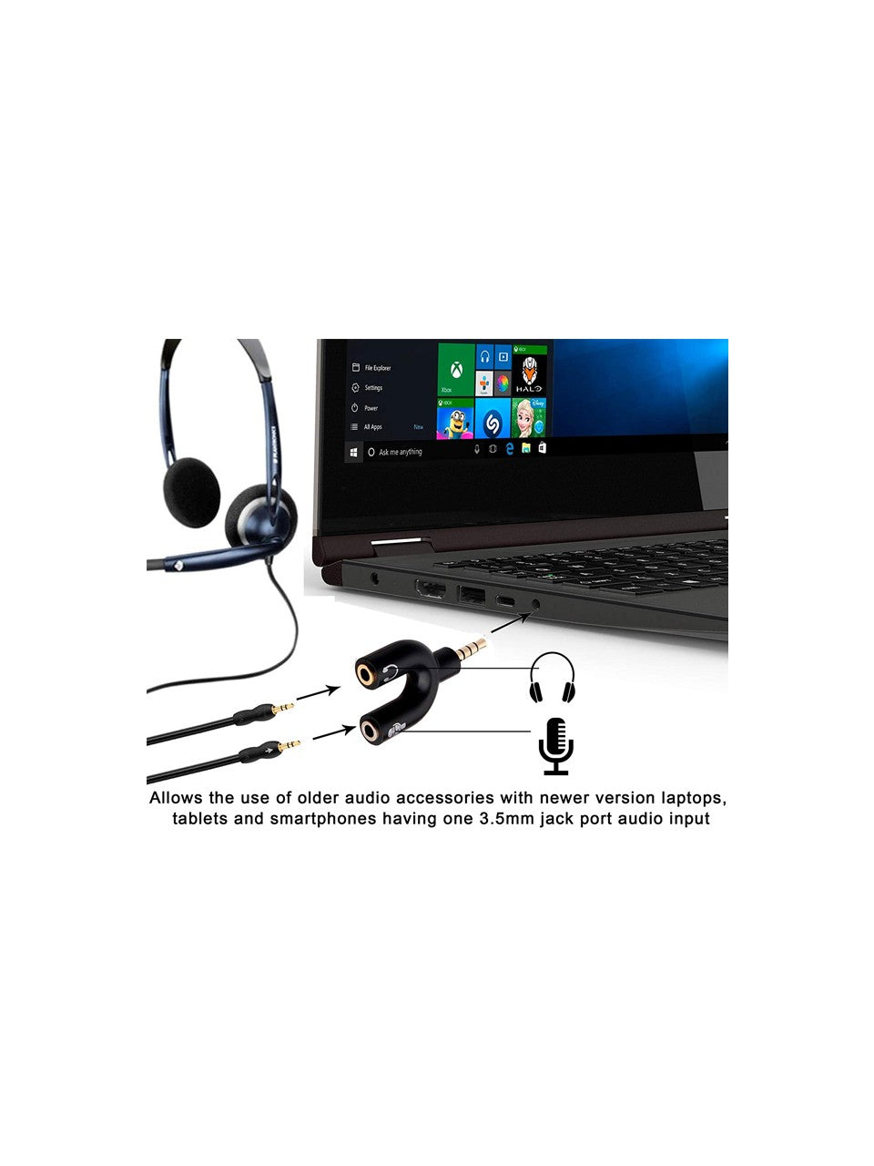 Kulaklık Mikrofon Birleştirici Adaptör 3.5mm Ayırıcı Aparat