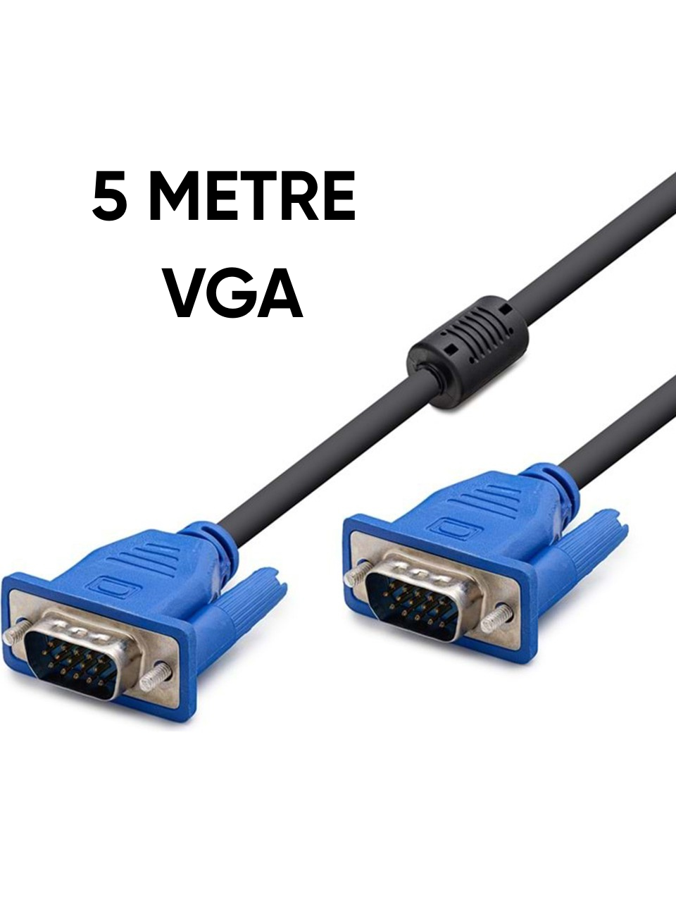 5 Metre Vga Kablosu Çift Filtreli Ekran Lcd Monitör Projeksiyon Bağlantı Kablosu