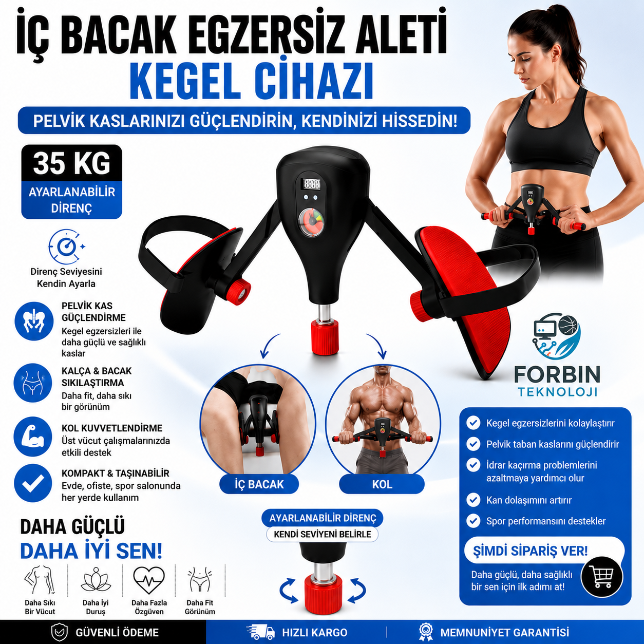 Iç Bacak Egzersiz Aleti 35 kg Ayarlanabilir Kegel Cihazı Pelvik Kas Aleti Kalça Kol Sıkılaştırıcı