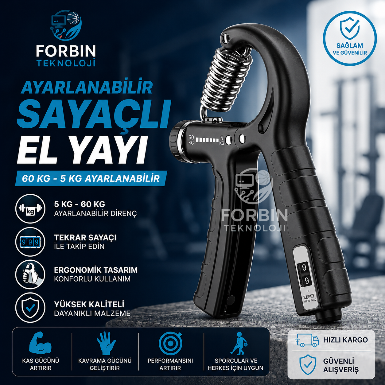 5-60 KG Ayarlanabilir Sayaçlı El Yayı