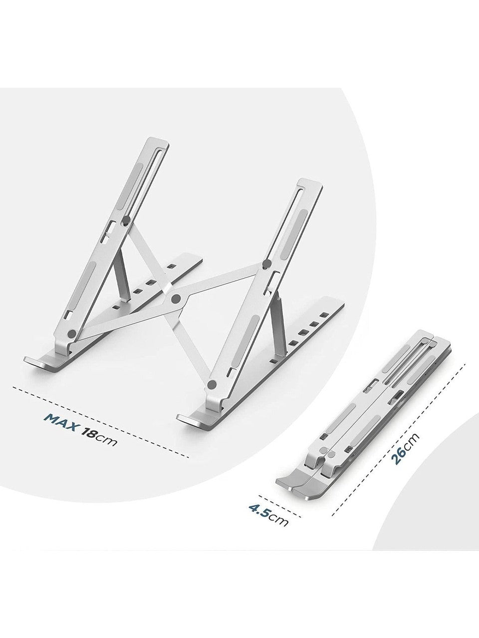 Notebook Standı + Taşıma Kılfı Hediyeli Alüminyum Katlanır Taşınır Ayarlanabilir 6 Kademe Yükseltici