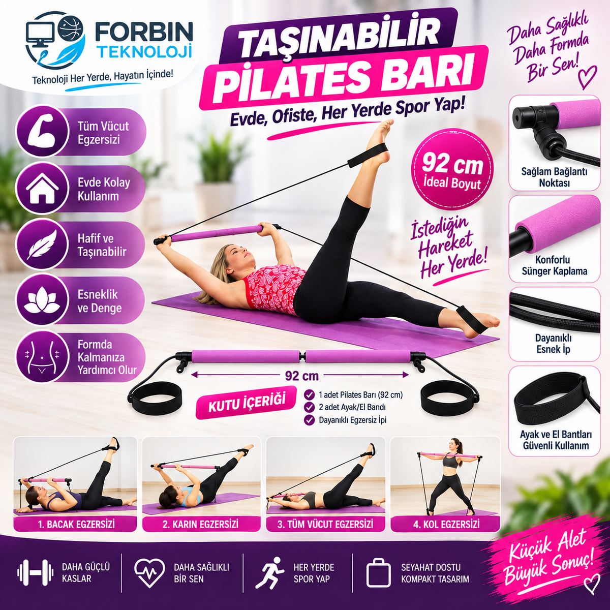 Squat Pilates Jimnastik Egzersiz Çubuğu Portable Studio Squat Barı