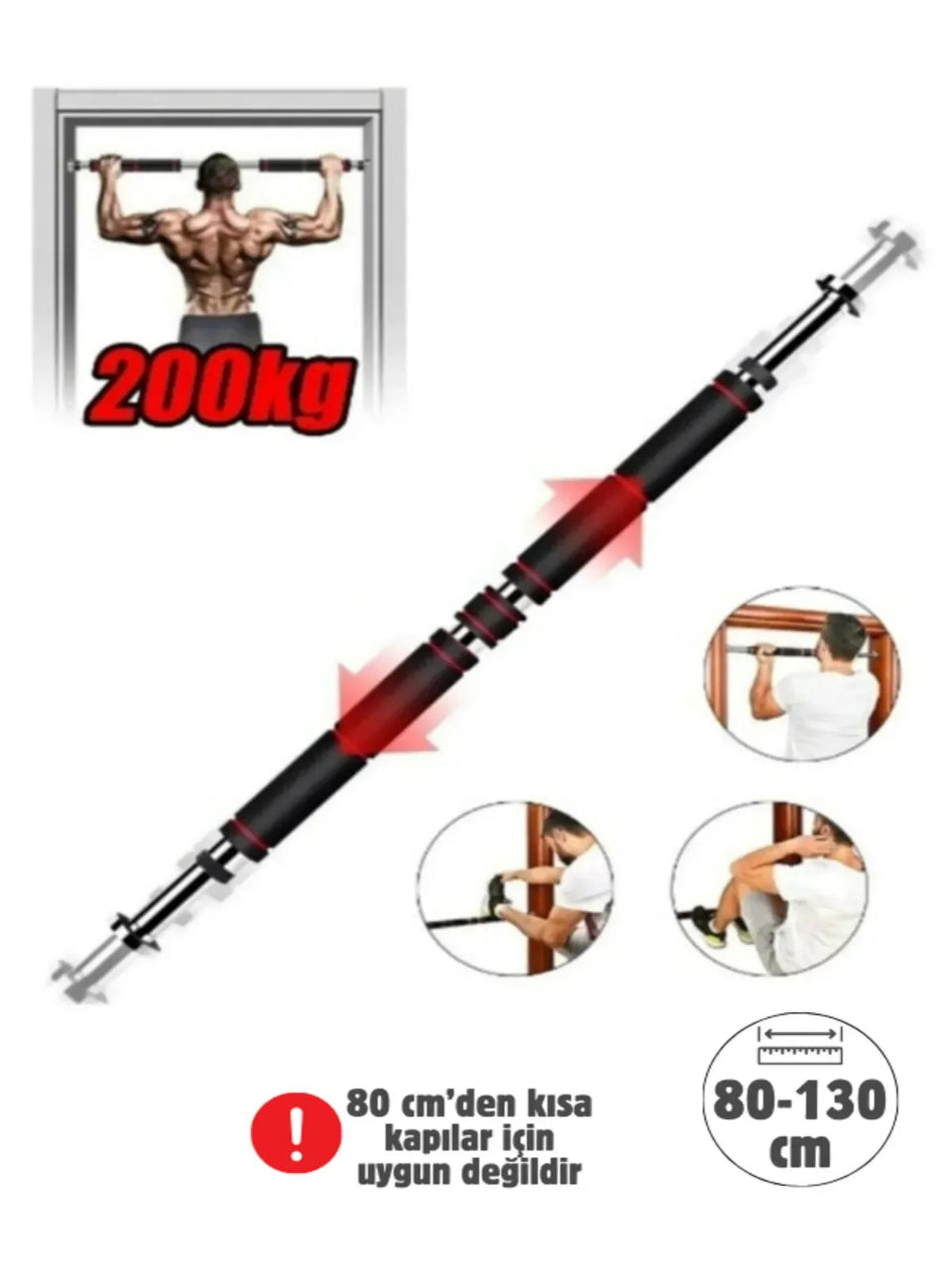 Uzun Süngerli Barfix Demiri Barfiks Çubuğu Koridor Barfiks Barı 80 - 130 Cm Arası