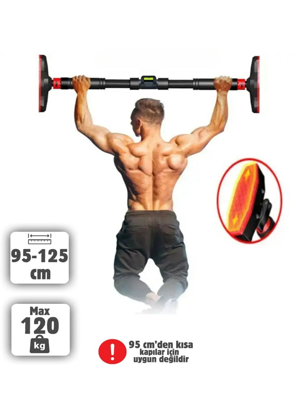 Yeni Nesil 95-125cm Koridor Barfiksi Barfix Aleti Çubuğu Çekme Barı Demiri Bar