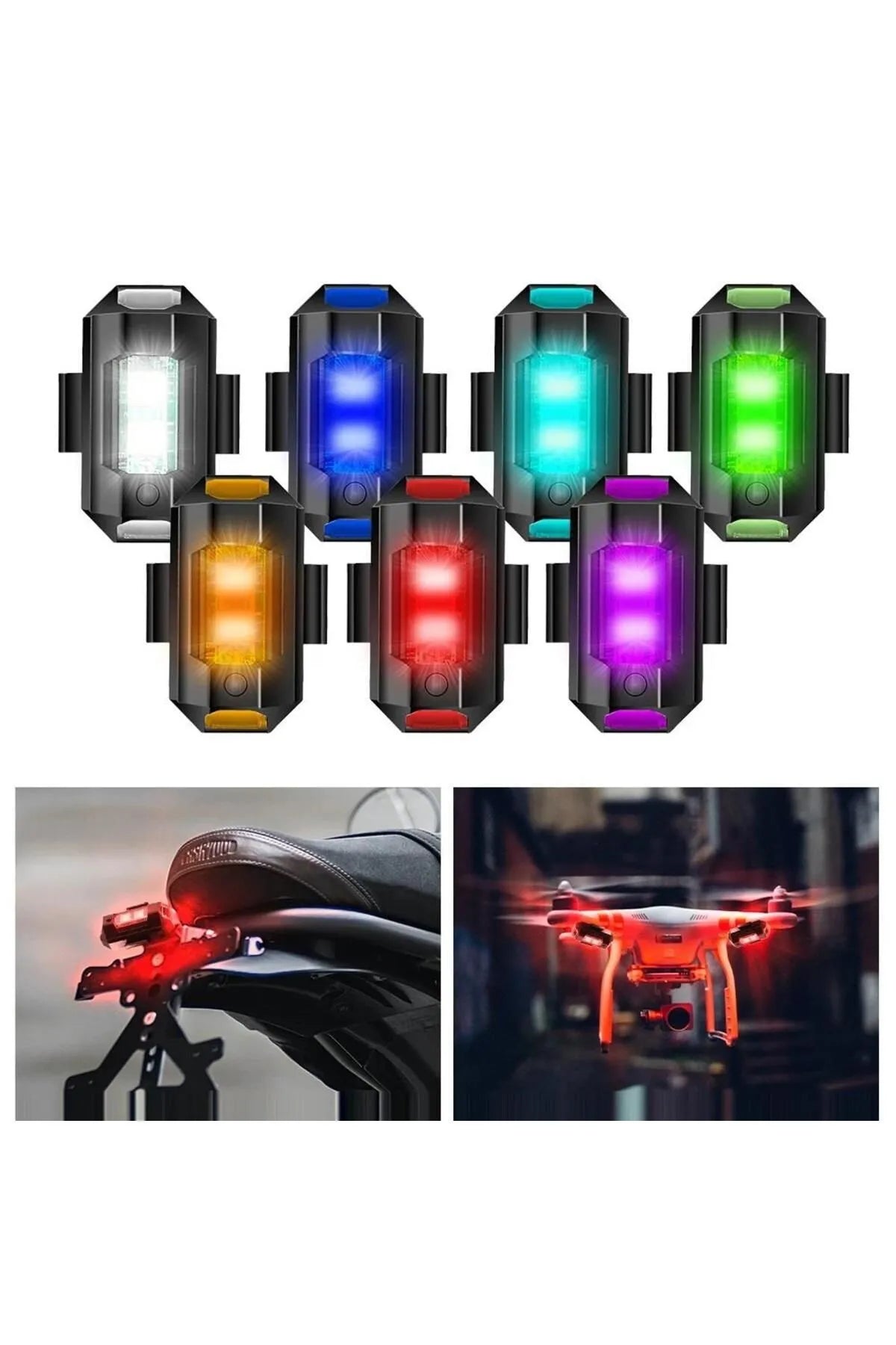 Motor Drone Uçak Kanadı Led Şarjlı Kablosuz Mini Led Çakarlı Lamba RGB Çok Renkli