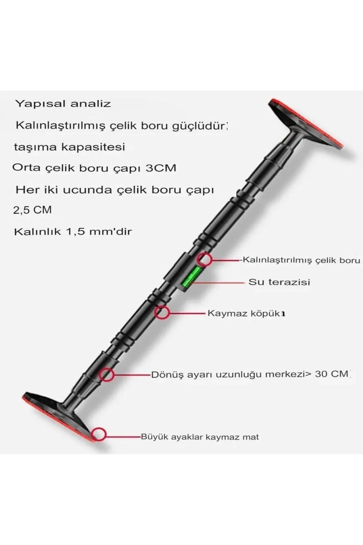 Yeni Nesil 95-125cm Koridor Barfiksi Barfix Aleti Çubuğu Çekme Barı Demiri Bar