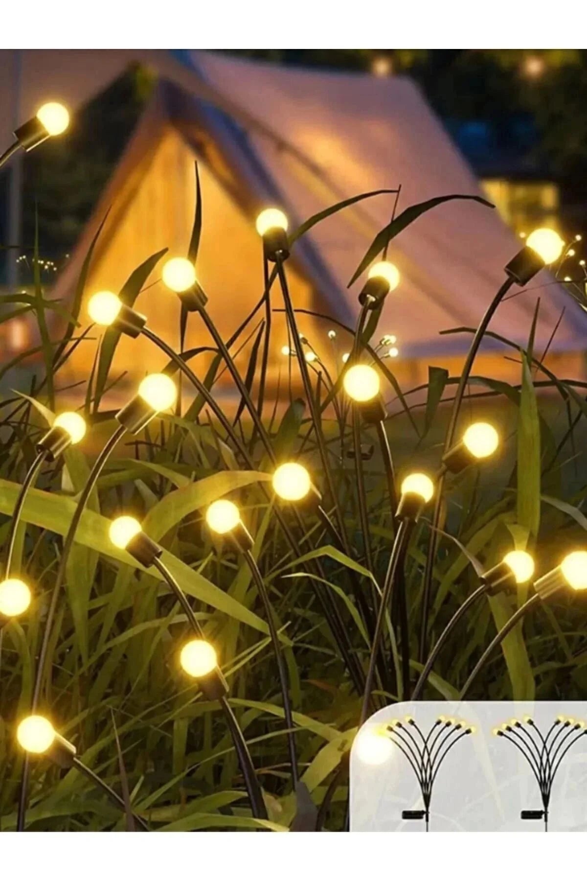 6 Led'li Güneş Enerjili Ateş Böceği Çiçek Lamba 6 adet Led Işık