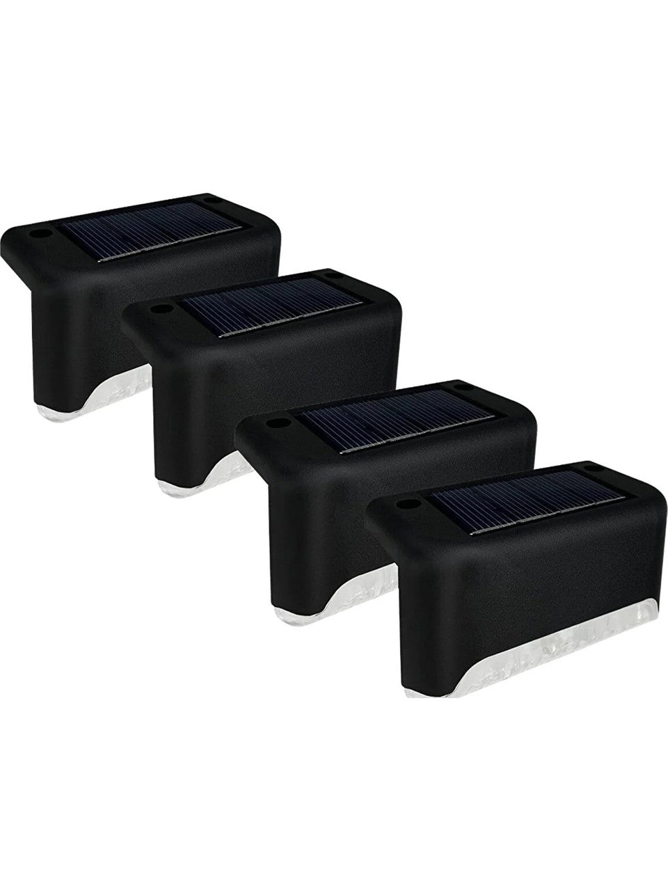 4'lü Paket Solar Güneş Enerjili Şarj Edilen Köşebent Merdiven Veranda Bahçe LED Lamba Siyah Solar-Köşenbent-Siyah