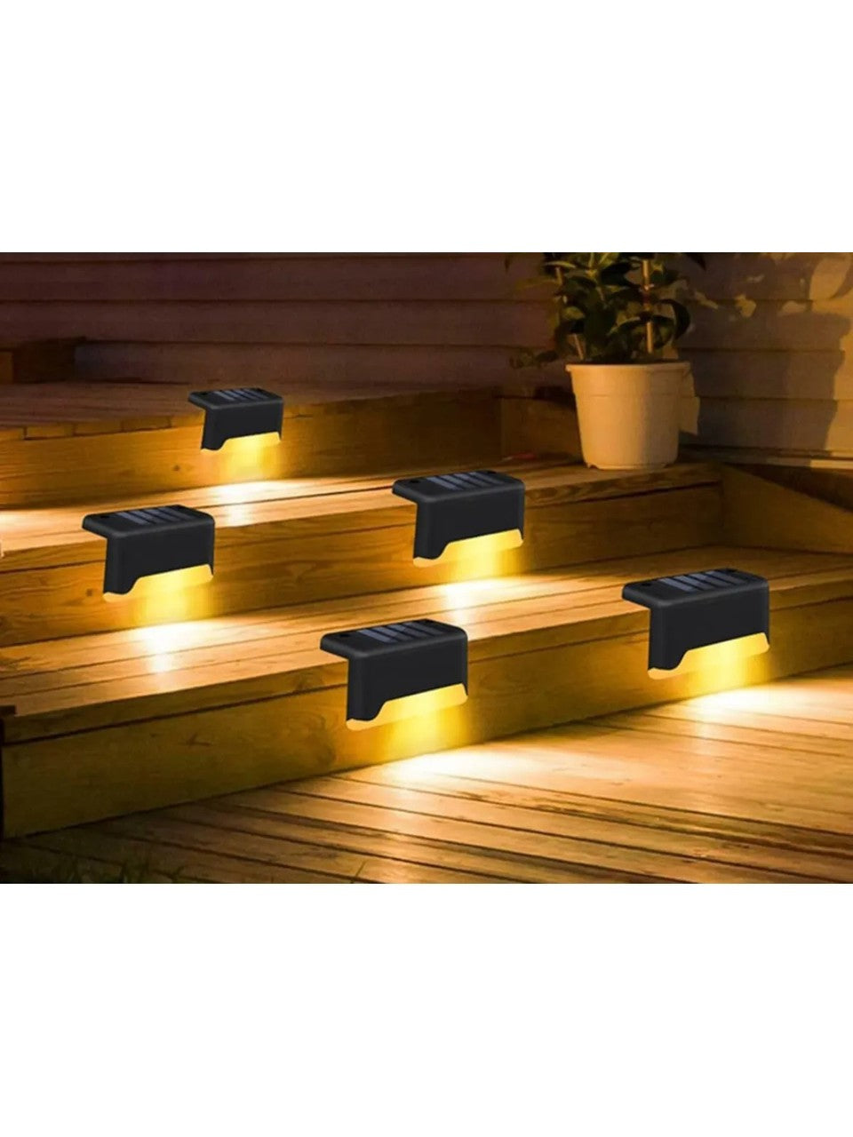 4'lü Paket Solar Güneş Enerjili Şarj Edilen Köşebent Merdiven Veranda Bahçe LED Lamba Siyah Solar-Köşenbent-Siyah