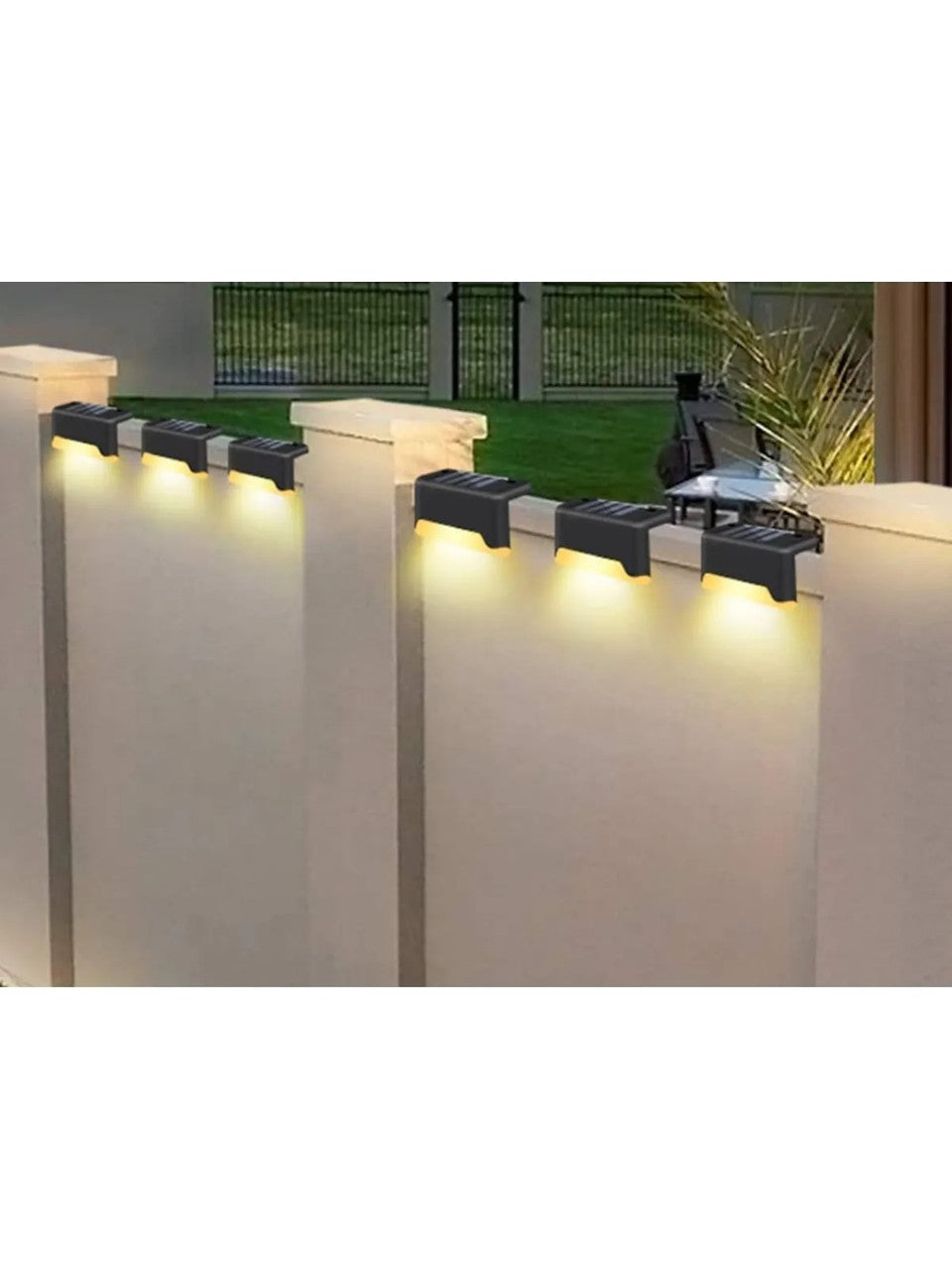 4'lü Paket Solar Güneş Enerjili Şarj Edilen Köşebent Merdiven Veranda Bahçe LED Lamba Siyah Solar-Köşenbent-Siyah